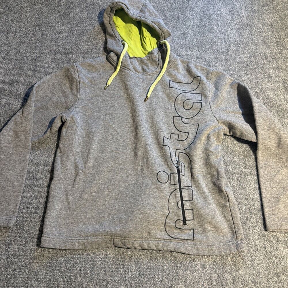MISTRAL Hoodie Sweatshirt Mens Medium Gray Pullover Drawstring